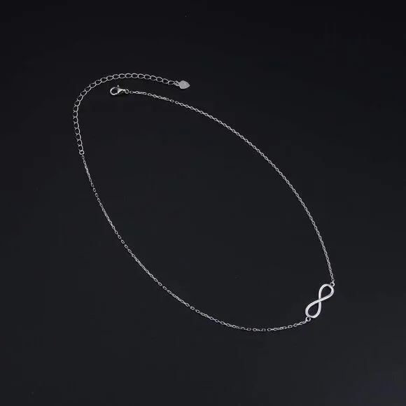 925 Silver Infinity Choker Necklace for Women, Adjustable, Elegant